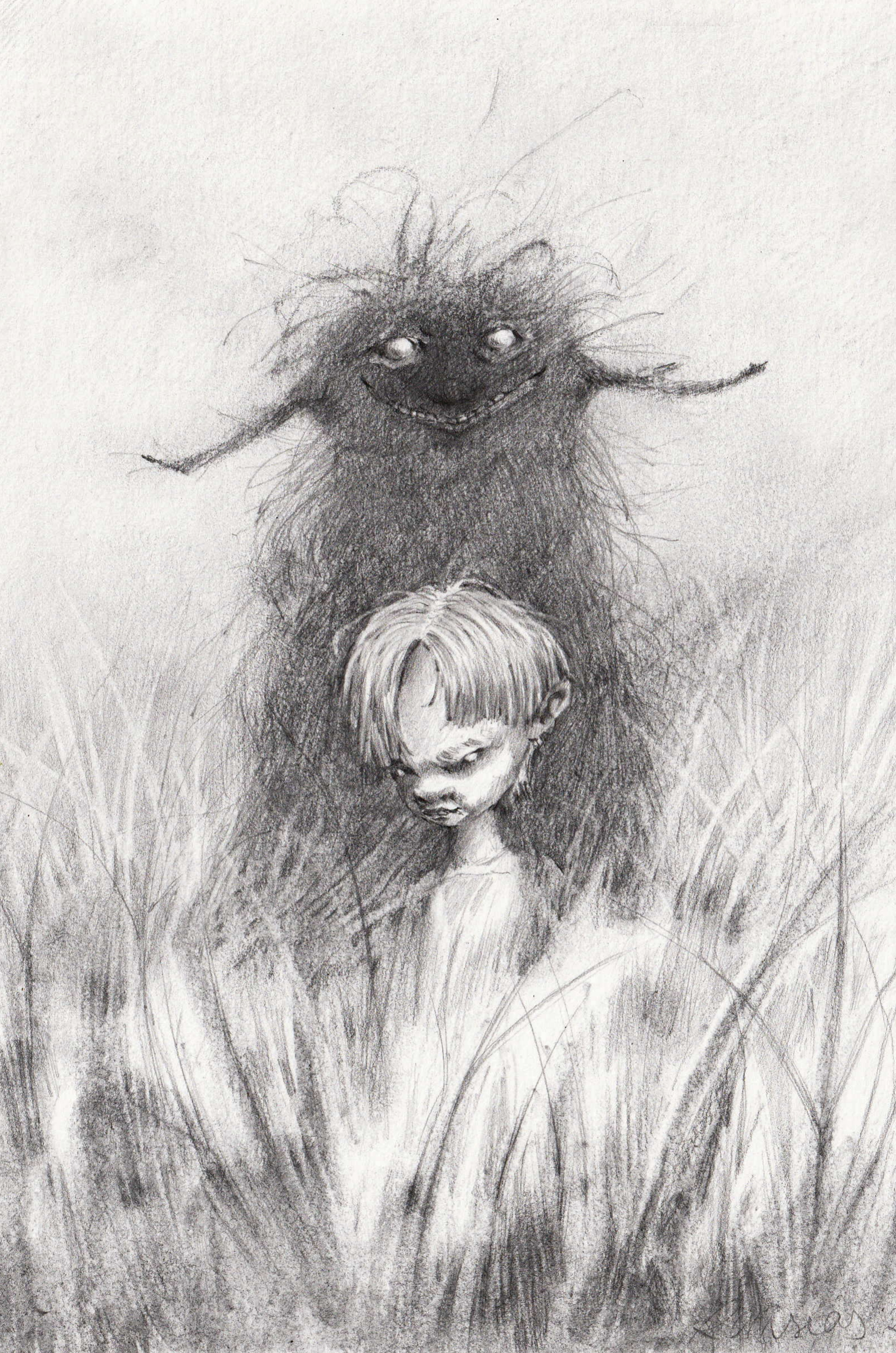 Misty Meadows (2025), graphite on paper, 14 x 21 cm